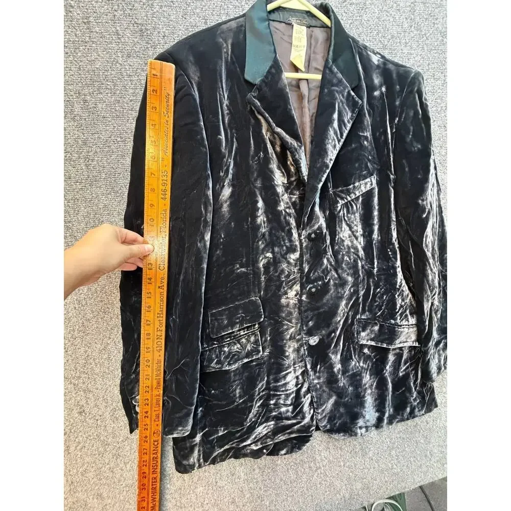 Vintage Gianni Versace Black Blazer Mens Size 52 L Distressed Italy JacketVelour